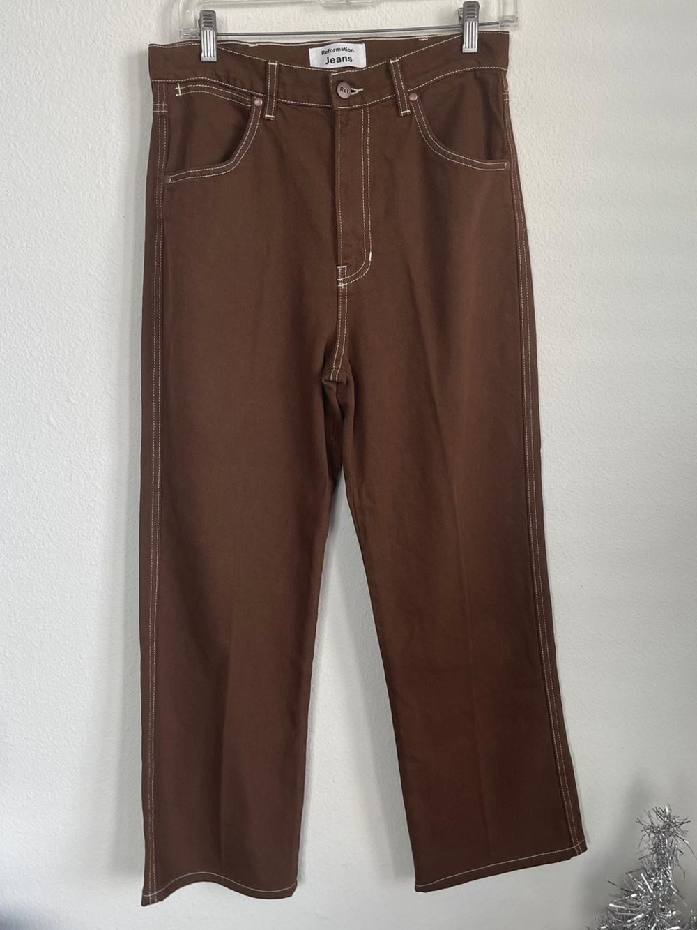 Reformation Brown Straight Jeans